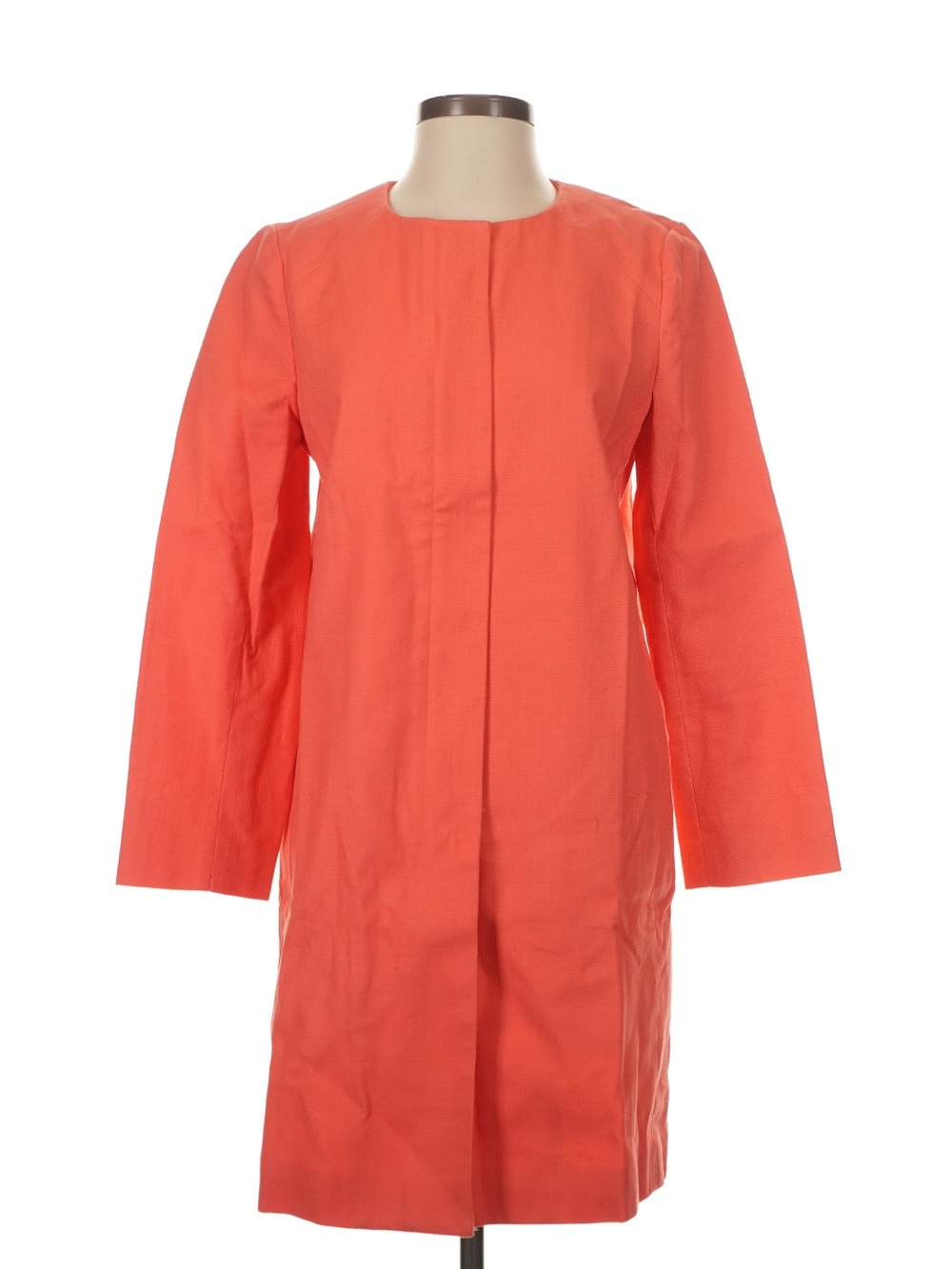 J. Crew Factory Coral-Orange Long Sleeve Shift Coat - Picture 1 of 2